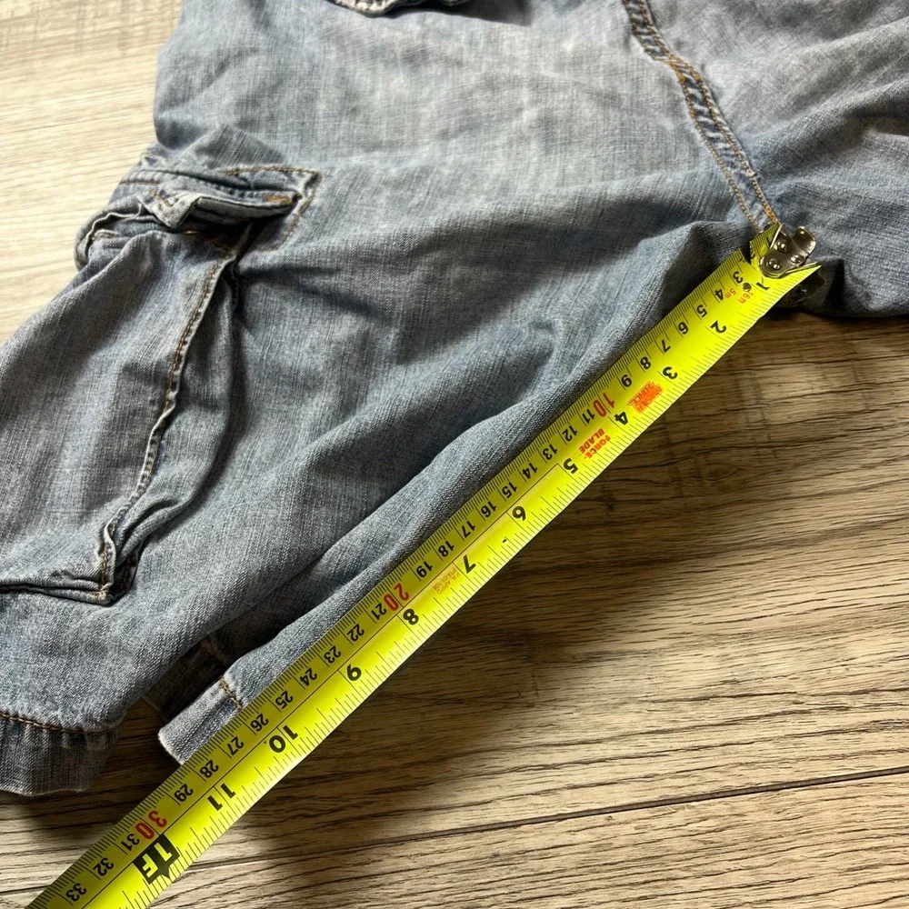 Old Navy‎ Cargo Shorts Mens 32 Blue Denim Light Wash Relaxed Fit Y2K Utility